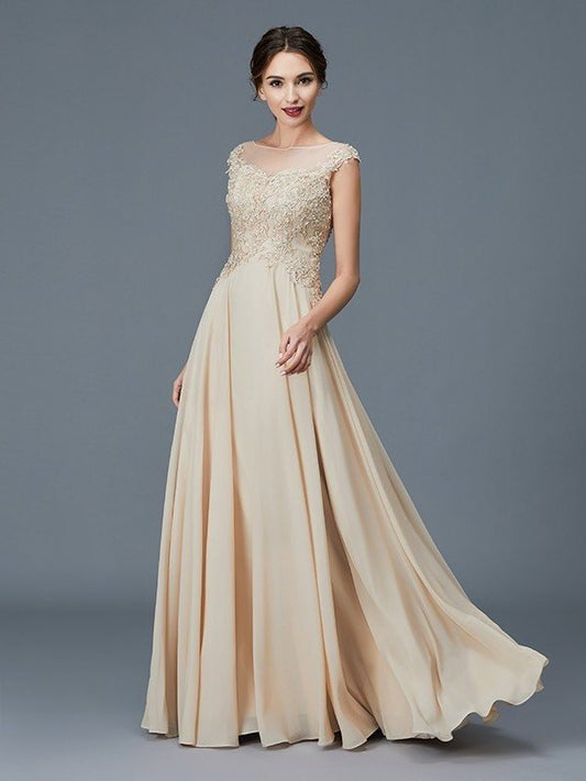 A-Line/Princess Scoop Sleeveless Ruffles Chiffon Floor-Length Mother of the Bride Dresses DFP0007103