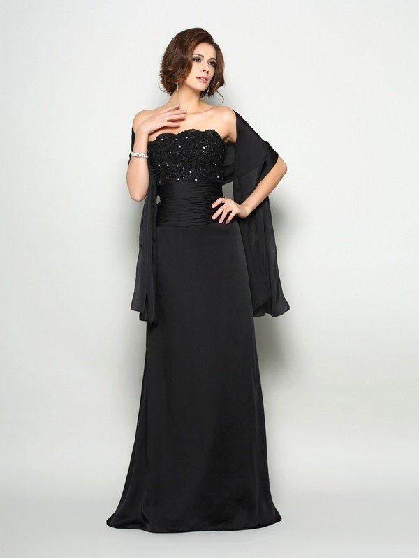 A-Line/Princess Strapless Beading Sleeveless Long Chiffon Mother of the Bride Dresses DFP0007341