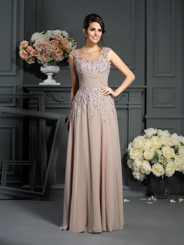 A-Line/Princess Scoop Beading Sleeveless Long Silk like Satin Mother of the Bride Dresses DFP0007114