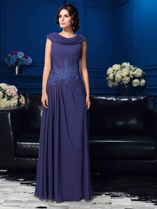 A-Line/Princess Pleats Sleeveless Long Chiffon Mother of the Bride Dresses DFP0007252