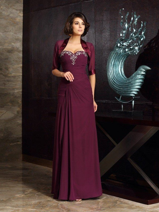 Sheath/Column Sweetheart Beading Sleeveless Long Chiffon Mother of the Bride Dresses DFP0007291