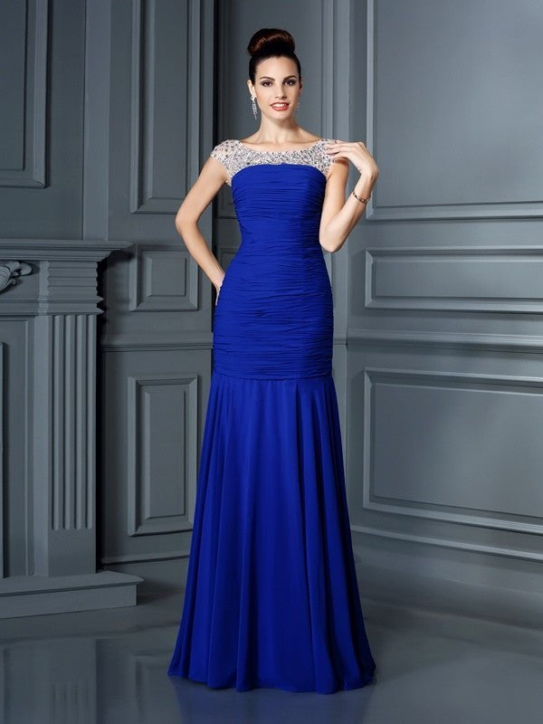 Trumpet/Mermaid Scoop Beading Sleeveless Long Chiffon Dresses DFP0002361