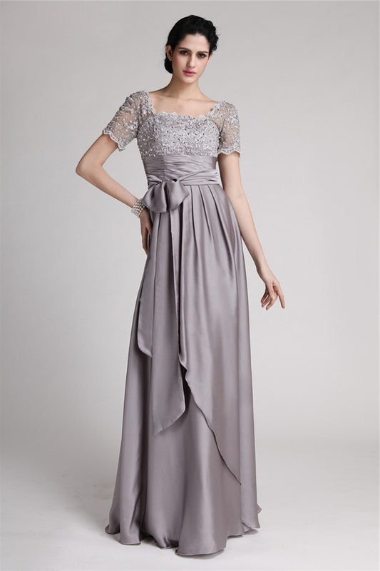 Sheath/Column Square Beading Applique Elastic Woven Satin Mother of the Bride Dresses DFP0007253