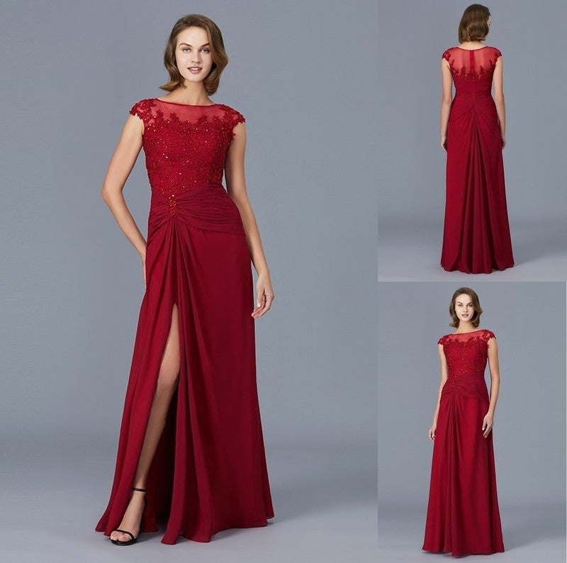 Sheath/Column Scoop Sleeveless Chiffon Ruffles Floor-Length Mother of the Bride Dresses DFP0007361