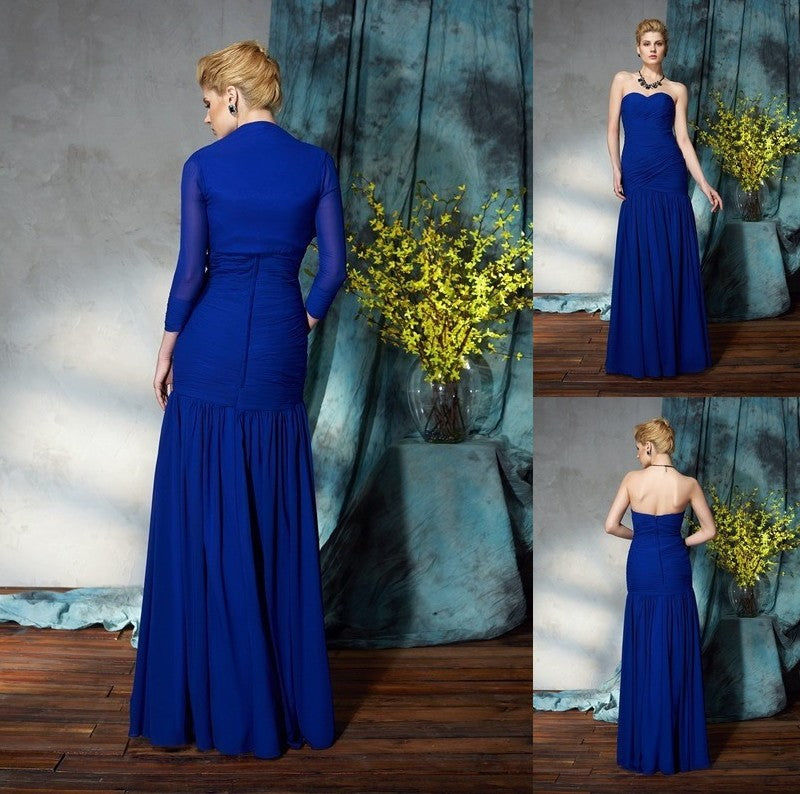 Sheath/Column Sweetheart Pleats Sleeveless Long Chiffon Mother of the Bride Dresses DFP0007429