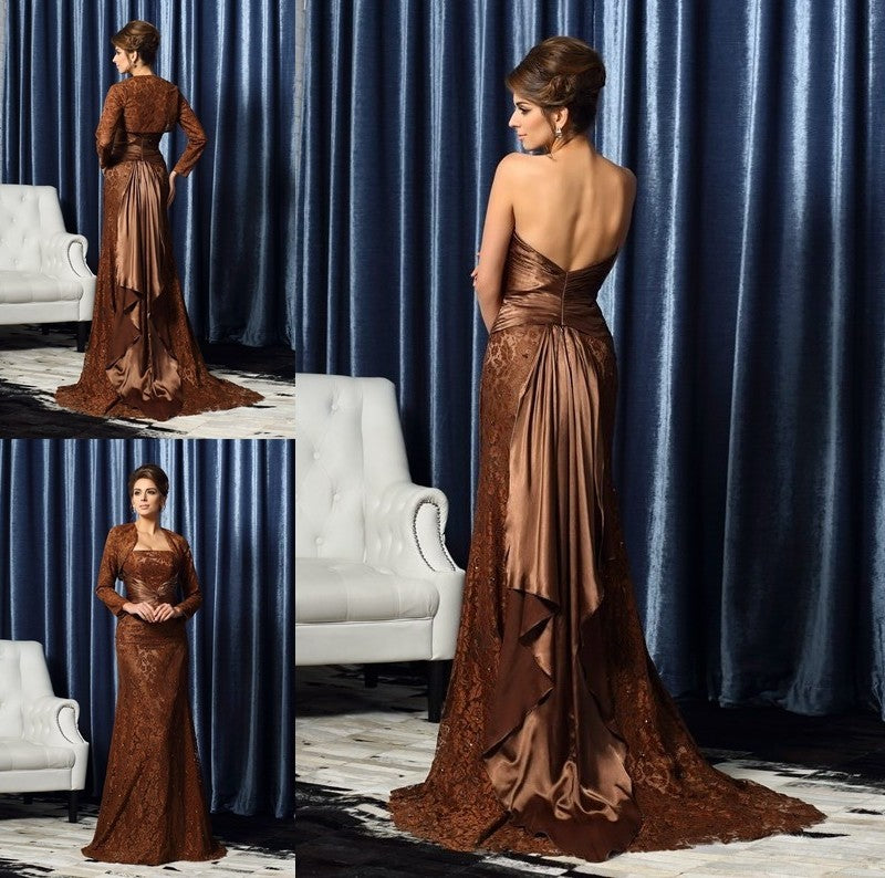 Sheath/Column Strapless Sleeveless Long Silk like Satin Mother of the Bride Dresses DFP0007284