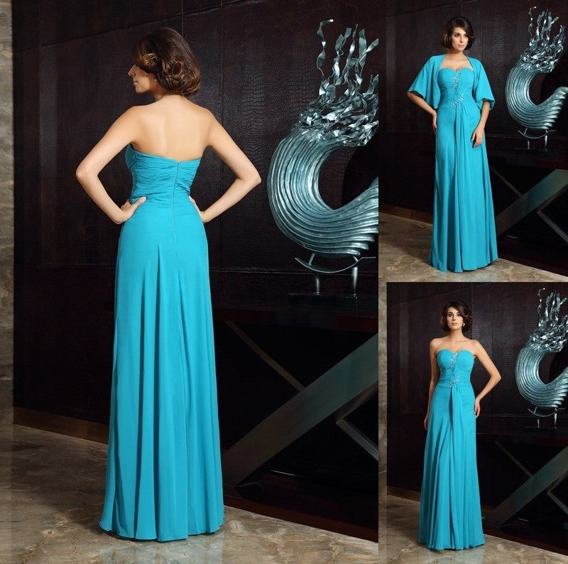 Sheath/Column Sweetheart Beading Sleeveless Long Chiffon Mother of the Bride Dresses DFP0007342