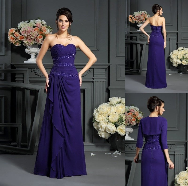 A-Line/Princess Sweetheart Beading Sleeveless Long Chiffon Mother of the Bride Dresses DFP0007412