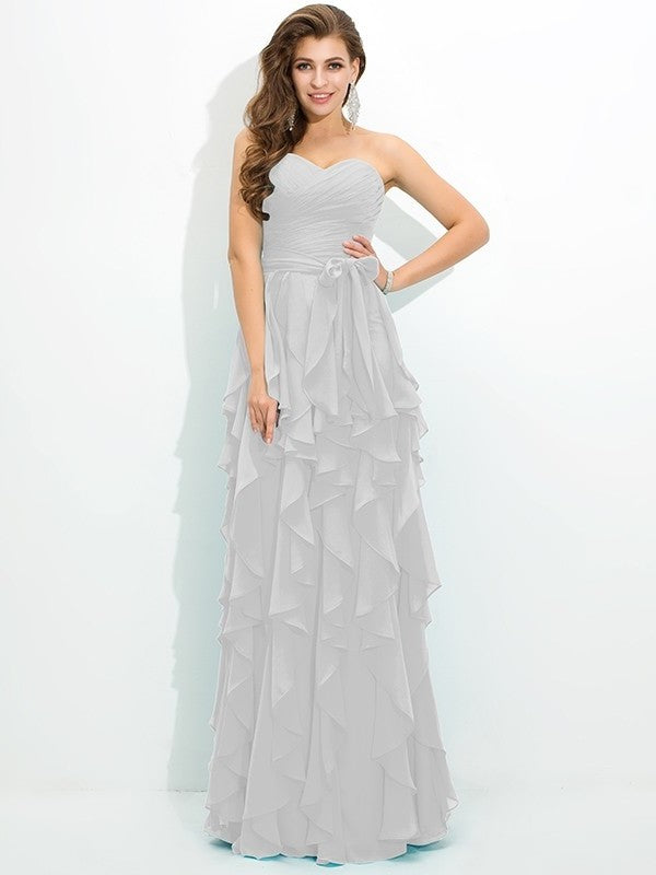 A-Line/Princess Sweetheart Layers Sleeveless Long Chiffon Bridesmaid Dresses DFP0005233