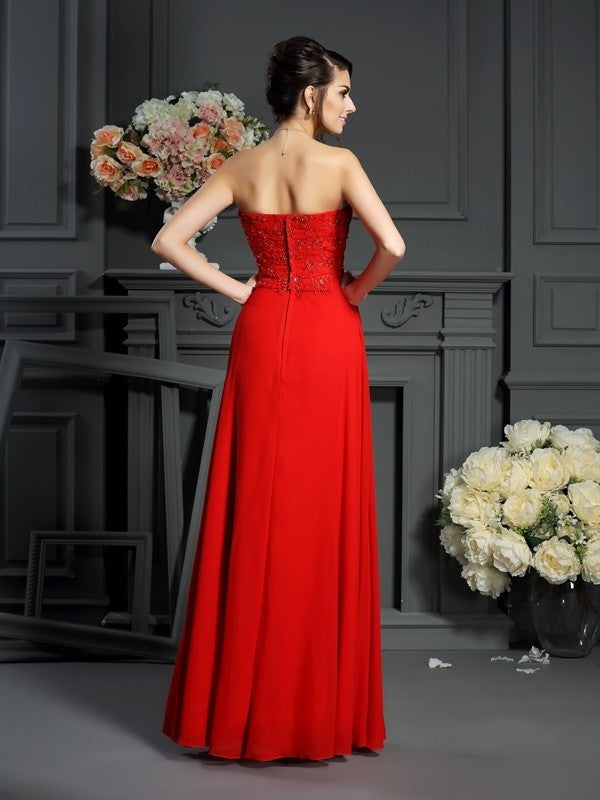 A-Line/Princess Sweetheart Beading Sleeveless Long Chiffon Mother of the Bride Dresses DFP0007359