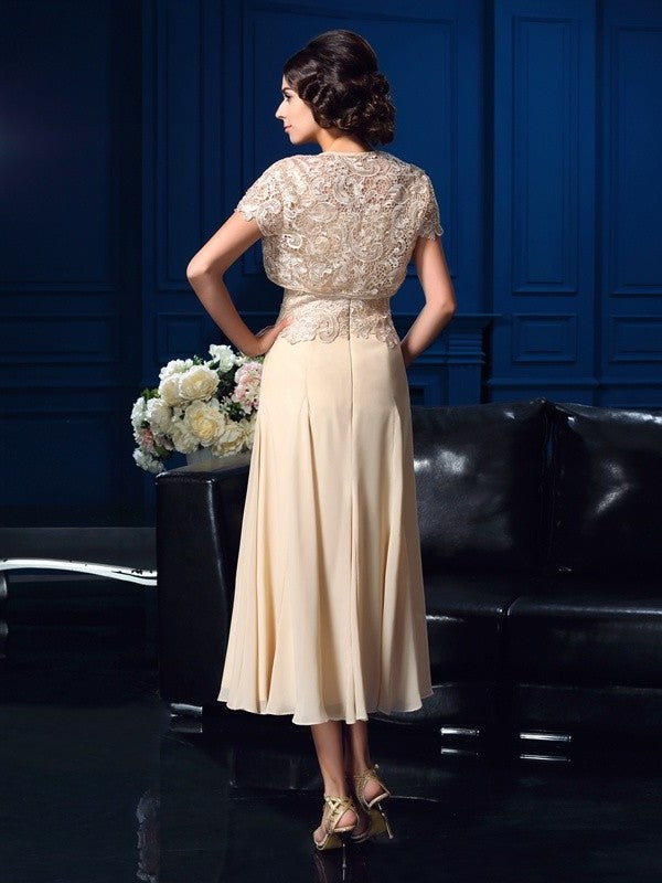 A-Line/Princess Square Applique Sleeveless Short Chiffon Mother of the Bride Dresses DFP0007279