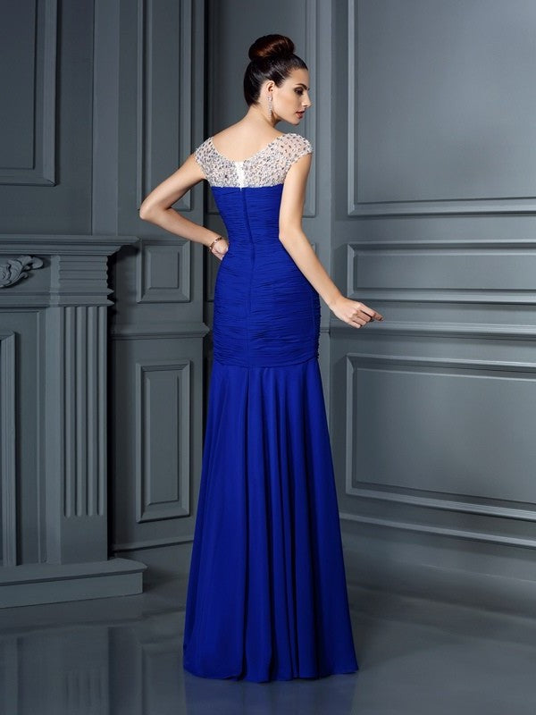 Trumpet/Mermaid Scoop Beading Sleeveless Long Chiffon Dresses DFP0002361