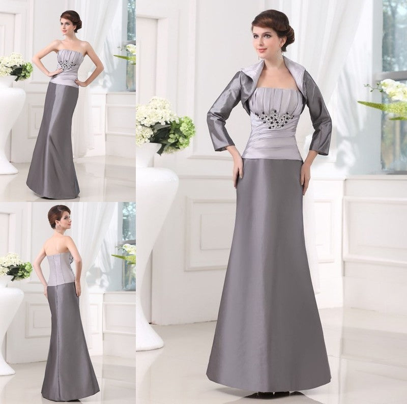 Beading Strapless Sleeveless Taffeta Long Applique Mother of the Bride Dresses DFP0007440