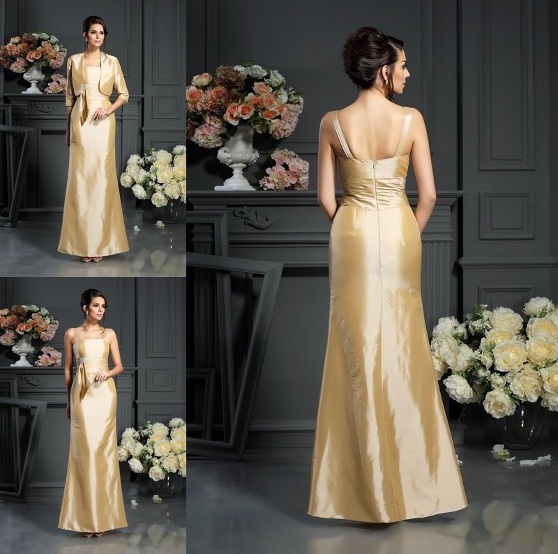 Sheath/Column Straps Bowknot Sleeveless Long Taffeta Mother of the Bride Dresses DFP0007334