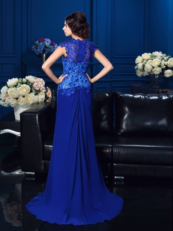 A-Line/Princess V-neck Applique Sleeveless Long Chiffon Mother of the Bride Dresses DFP0007353