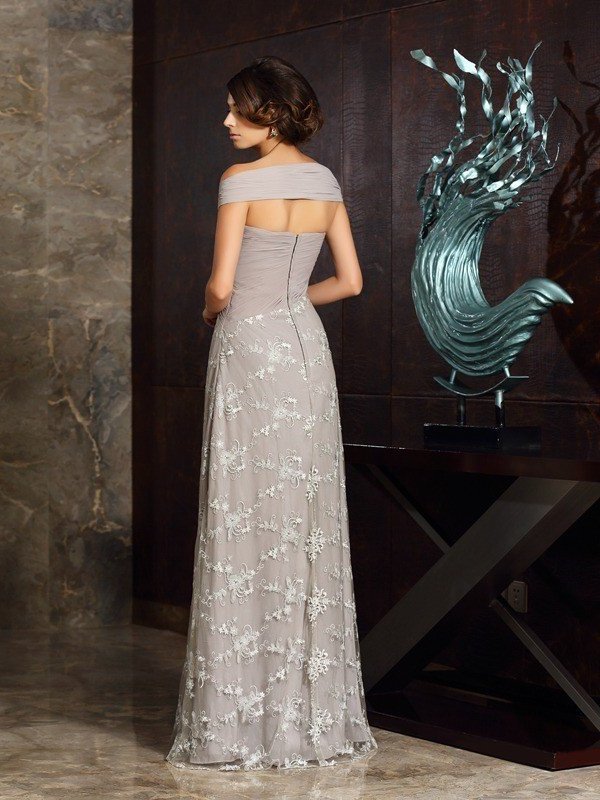 A-Line/Princess Off-the-Shoulder Applique Sleeveless Long Chiffon Mother of the Bride Dresses DFP0007034