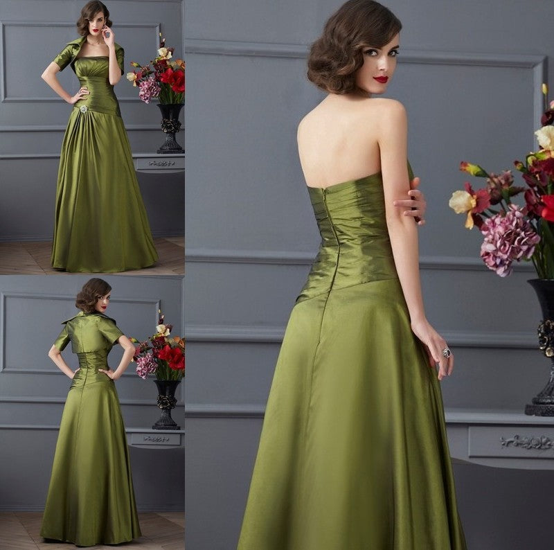 A-Line/Princess Strapless Sleeveless Beading Long Taffeta Mother of the Bride Dresses DFP0007350