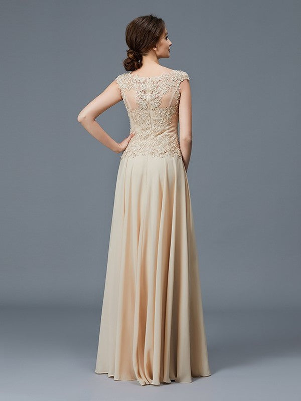 A-Line/Princess Scoop Sleeveless Ruffles Chiffon Floor-Length Mother of the Bride Dresses DFP0007103