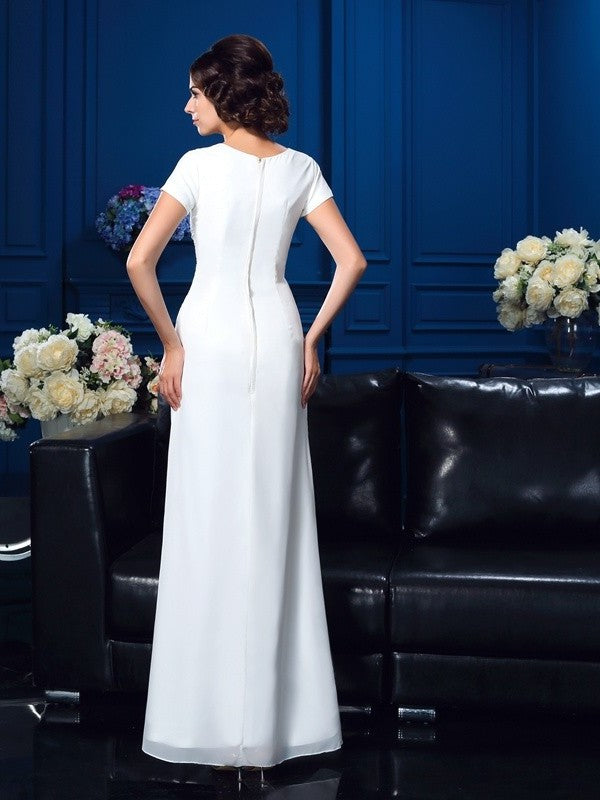 A-Line/Princess Scoop Short Sleeves High Low Chiffon Mother of the Bride Dresses DFP0007119