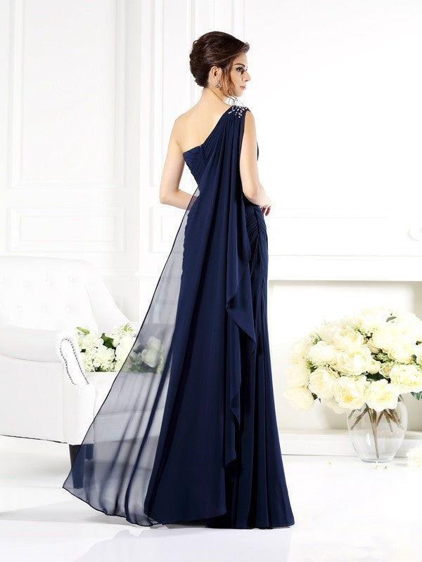 Sheath/Column One-Shoulder Sleeveless Long Chiffon Mother of the Bride Dresses DFP0007148