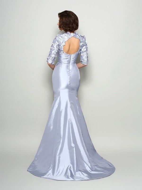 Trumpet/Mermaid Sweetheart Applique 1/2 Sleeves Long Taffeta Mother of the Bride Dresses DFP0007042