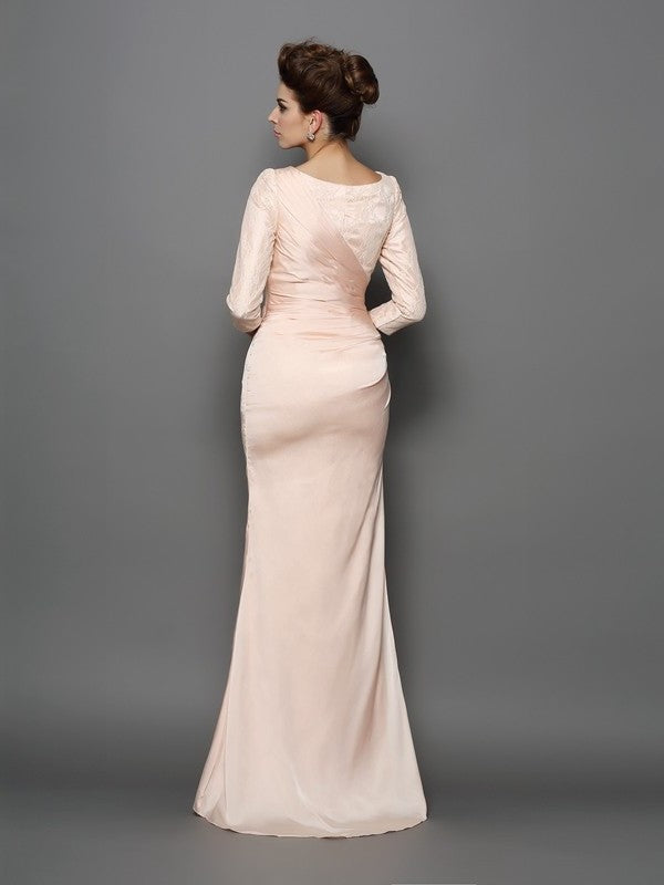 Trumpet/Mermaid Bateau Lace 3/4 Sleeves Long Chiffon Mother of the Bride Dresses DFP0007124