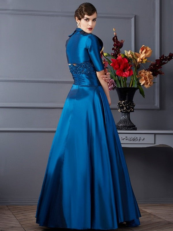 A-Line/Princess Sweetheart Sleeveless Applique Long Taffeta Mother of the Bride Dresses DFP0007448