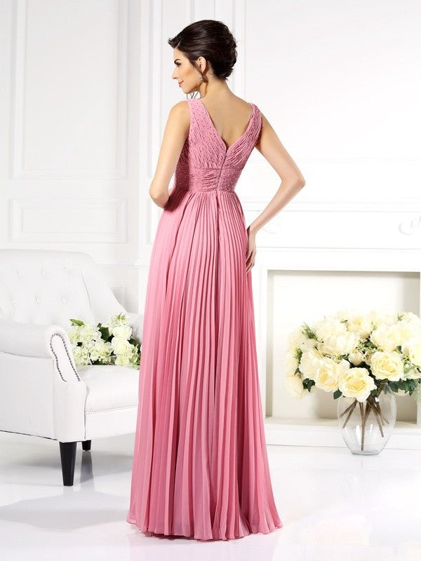 A-Line/Princess Sweetheart Pleats Sleeveless Long Chiffon Mother of the Bride Dresses DFP0007172