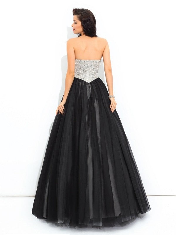 Ball Gown Sweetheart Paillette Sleeveless Long Net Quinceanera Dresses DFP0002917