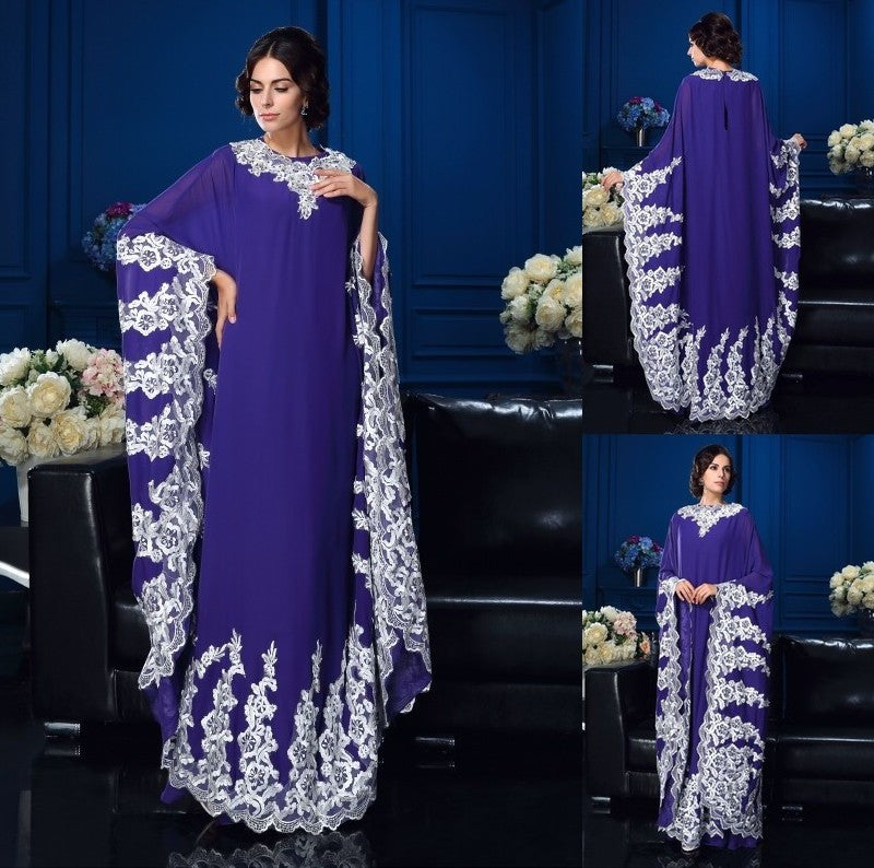 A-Line/Princess Scoop Applique Long Sleeves Long Chiffon Mother of the Bride Dresses DFP0007106