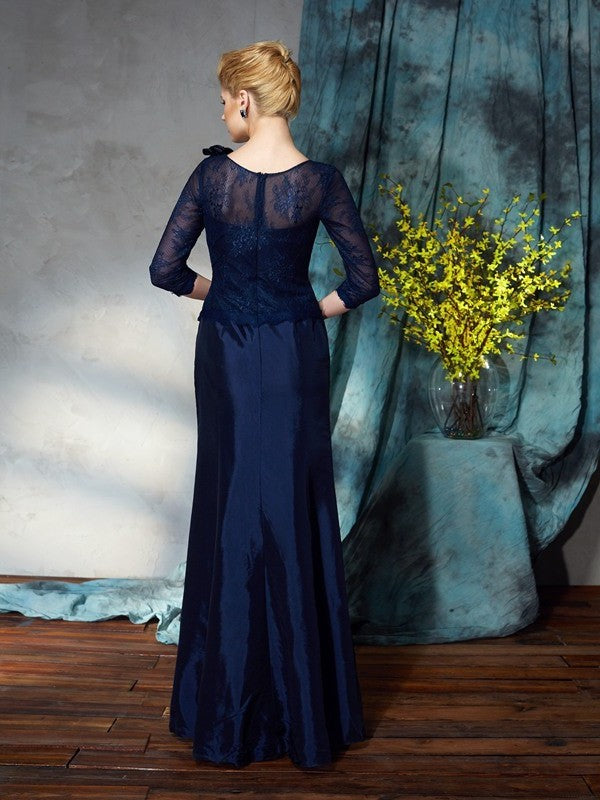 Trumpet/Mermaid Bateau Applique 1/2 Sleeves Long Taffeta Mother of the Bride Dresses DFP0007307