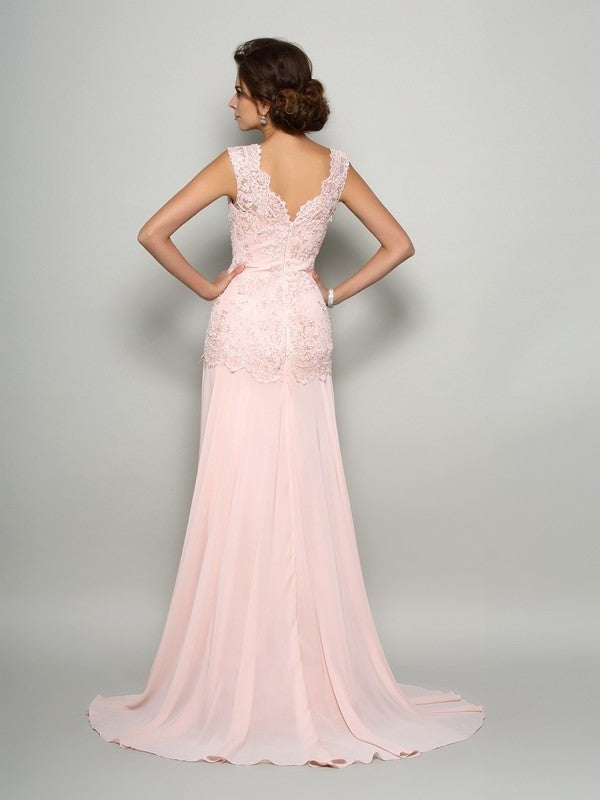 Trumpet/Mermaid Scoop Beading Sleeveless Long Chiffon Mother of the Bride Dresses DFP0007050