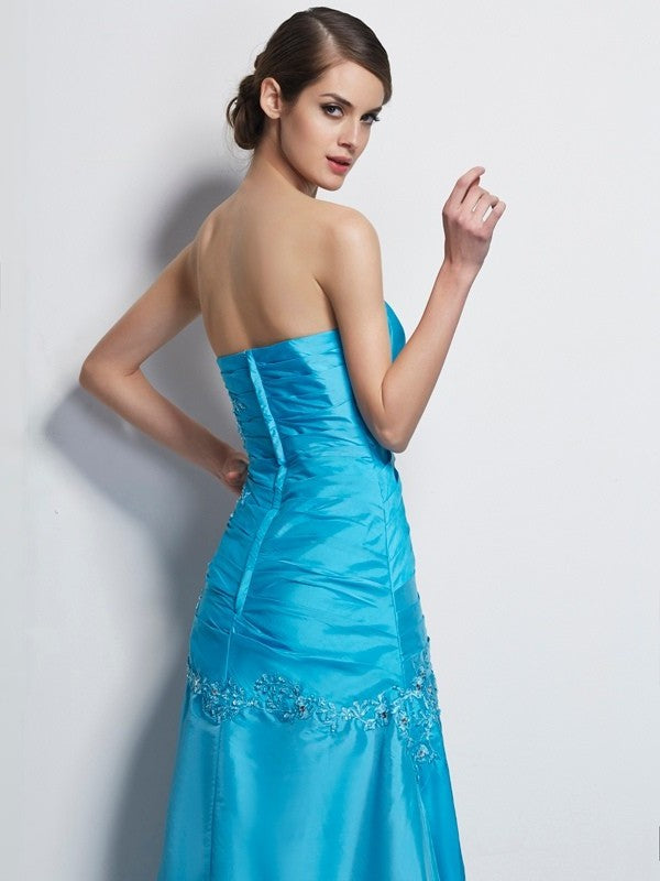 A-Line/Princess Sweetheart Sleeveless Applique Long Taffeta Mother of the Bride Dresses DFP0007451