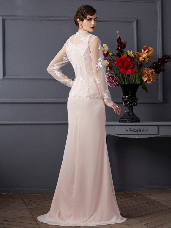 Sheath/Column Square Sleeveless Long Chiffon Mother of the Bride Dresses DFP0007276