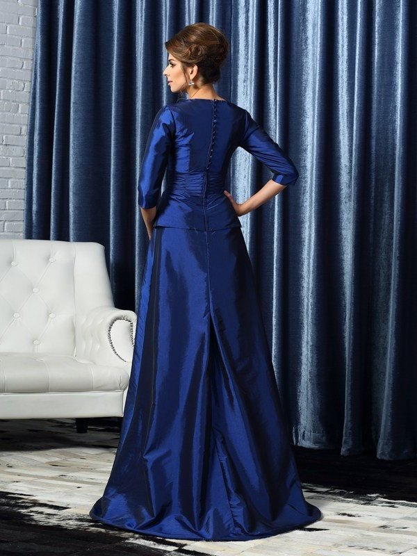 A-Line/Princess V-neck Beading 1/2 Sleeves Long Taffeta Mother of the Bride Dresses DFP0007201