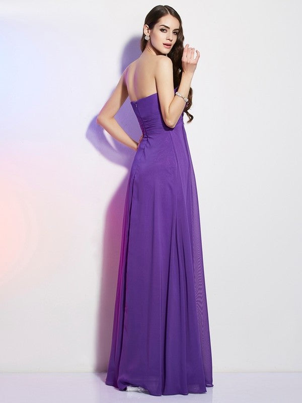 A-Line/Princess Sweetheart Sleeveless Beading Long Chiffon Dresses DFP0003945