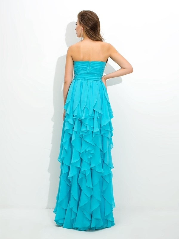 A-Line/Princess Sweetheart Layers Sleeveless Long Chiffon Bridesmaid Dresses DFP0005233