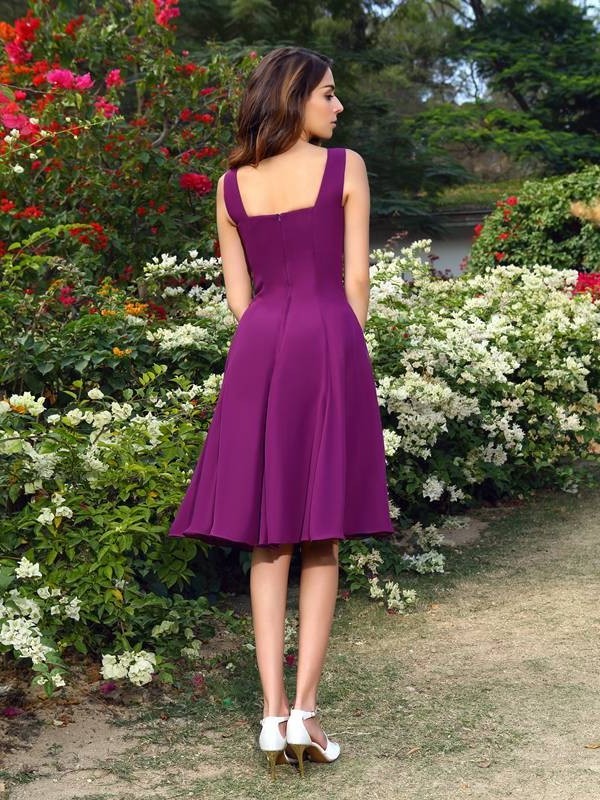 A-Line/Princess Square Sleeveless Short Chiffon Bridesmaid Dresses DFP0005689