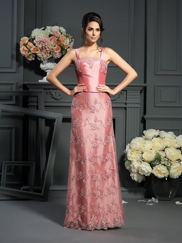 A-Line/Princess Straps Lace Sleeveless Long Taffeta Mother of the Bride Dresses DFP0007329