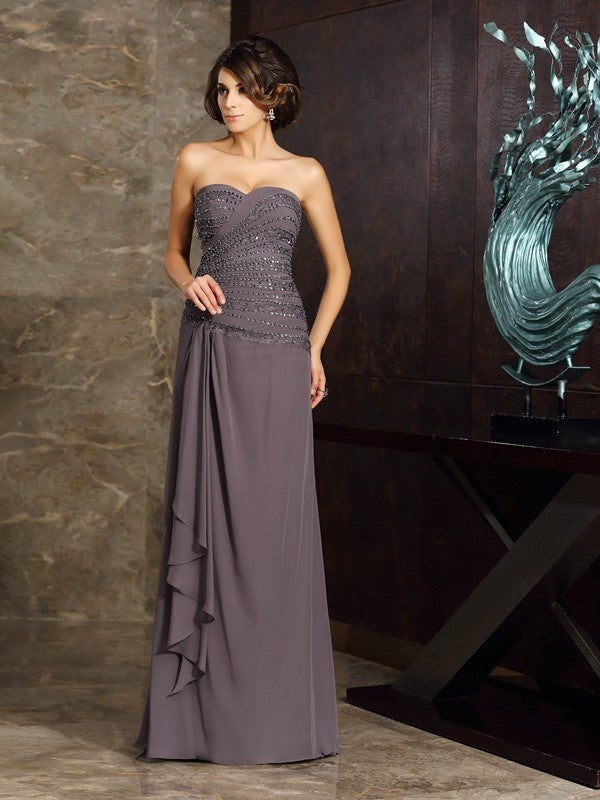 Sheath/Column Sweetheart Beading Applique Sleeveless Long Chiffon Mother of the Bride Dresses DFP0007215