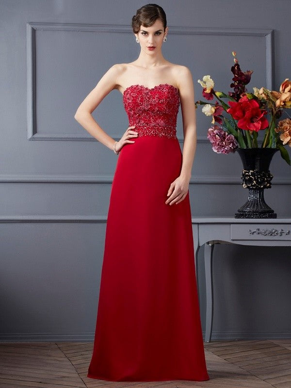 A-Line/Princess Sweetheart Sleeveless Beading Long Chiffon Mother of the Bride Dresses DFP0007438