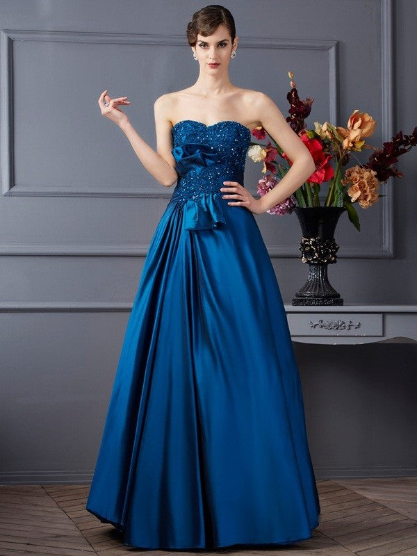 A-Line/Princess Sweetheart Sleeveless Applique Long Taffeta Mother of the Bride Dresses DFP0007448