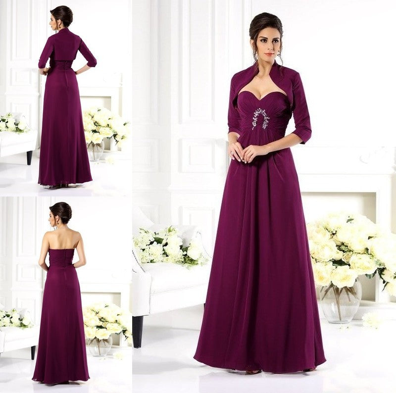 A-Line/Princess Sweetheart Beading Sleeveless Long Chiffon Mother of the Bride Dresses DFP0007374