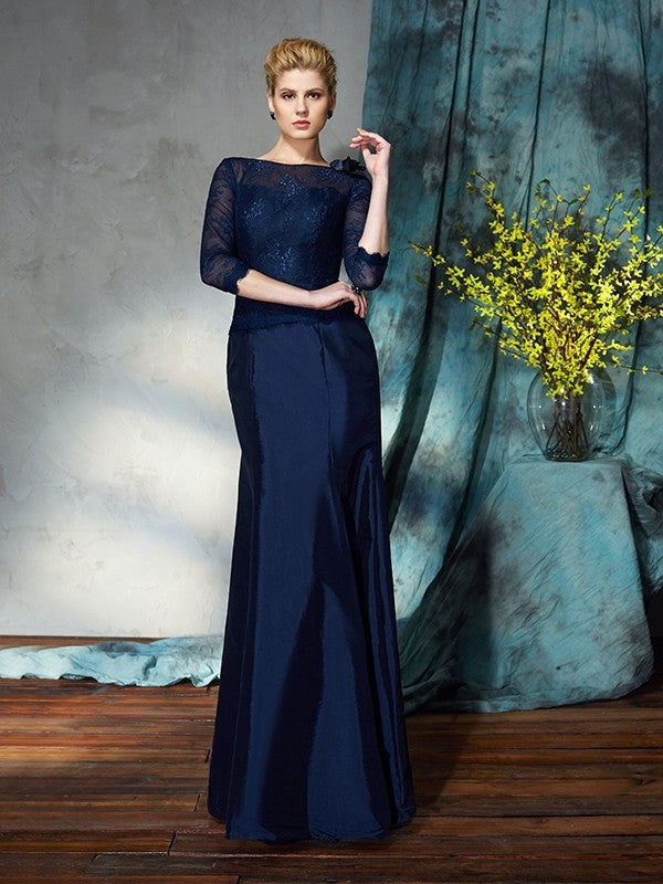 Trumpet/Mermaid Bateau Applique 1/2 Sleeves Long Taffeta Mother of the Bride Dresses DFP0007307