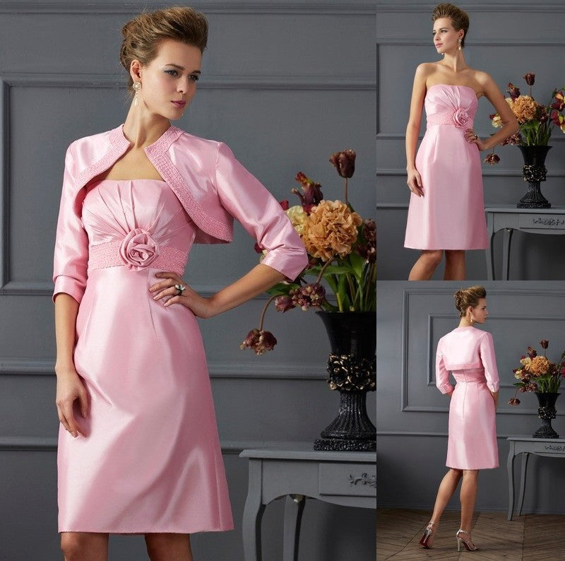 Sheath/Column Strapless Sleeveless Beading Short Taffeta Mother of the Bride Dresses DFP0007453