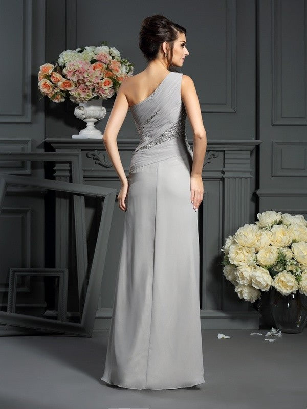 Trumpet/Mermaid One-Shoulder Beading Sleeveless Long Chiffon Mother of the Bride Dresses DFP0007248