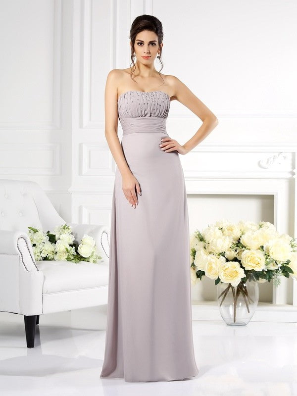 A-Line/Princess Strapless Beading Sleeveless Long Chiffon Mother of the Bride Dresses DFP0007376