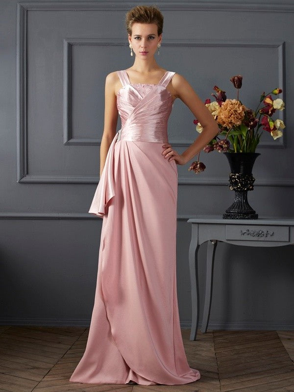 Sheath/Column Straps Sleeveless Long Elastic Woven Satin Mother of the Bride Dresses DFP0007364