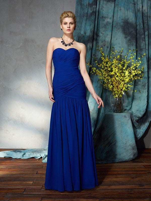 Sheath/Column Sweetheart Pleats Sleeveless Long Chiffon Mother of the Bride Dresses DFP0007429