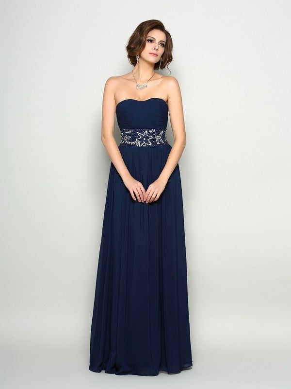 A-Line/Princess Sweetheart Beading Sleeveless Long Chiffon Mother of the Bride Dresses DFP0007425